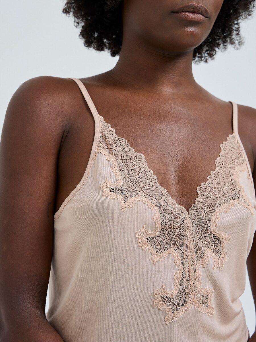 SEAMLESS BASIC Lace Silk Cami Mulberry Seide Rosie Beige w. Rosie Beige