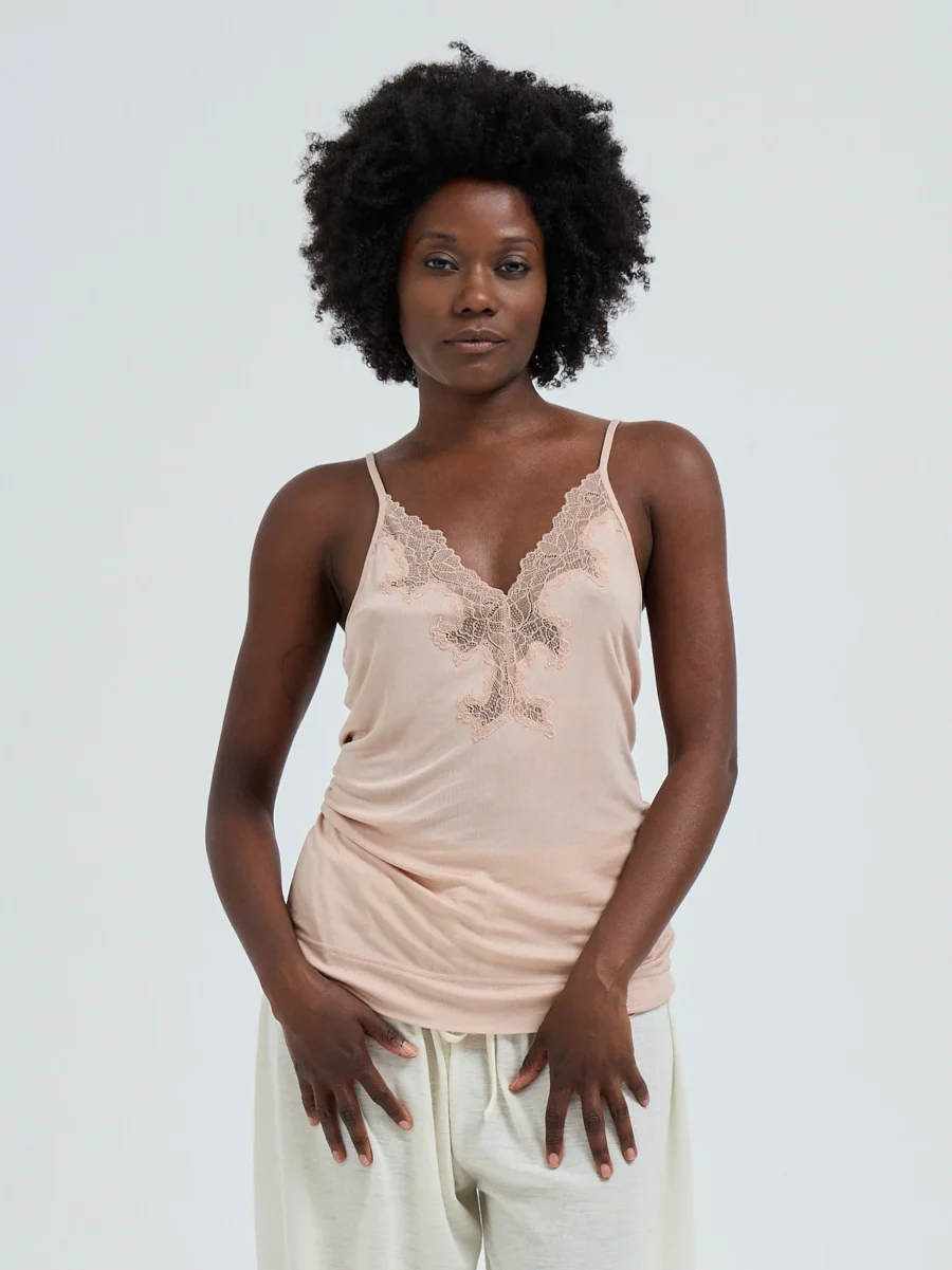 SEAMLESS BASIC Lace Silk Cami Mulberry Seide Rosie Beige w. Rosie Beige – Bild 2