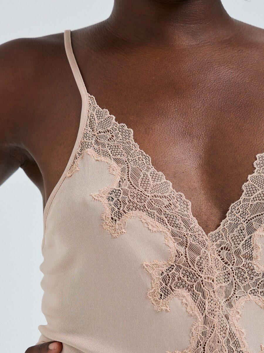 SEAMLESS BASIC Lace Silk Slipdress Seide Rosie Beige w. Rosie Beige – Bild 3