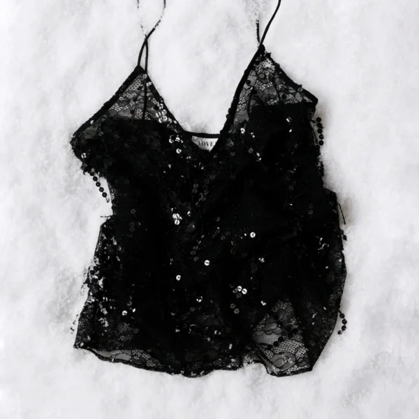 LOVE STORIES Eve Transparentes Top Schwarz