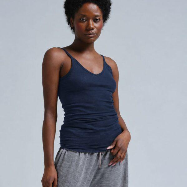 SEAMLESS BASIC Cotton Spaghetti Top Midnight